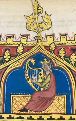 König David spielt Harfe, 14. Jh.