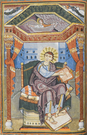 Evangelist Matthäus, Buchmalerei, 9. Jh., British Library, Harley MS 2788